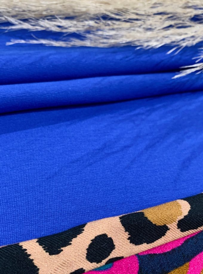 Tissu maille French Terry coton - Bleu klein