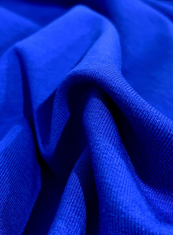 Tissu maille French Terry coton - Bleu klein