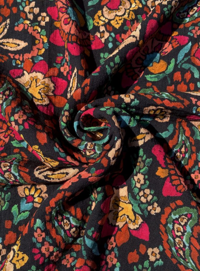 Flamed viscose fabric BOHEMIAN - Printed in France