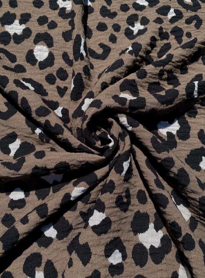 Tissu viscose flammée MARA léopard - Imprimé en France