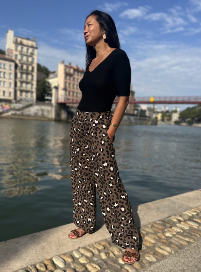 Tissu viscose flammée MARA léopard - Imprimé en France