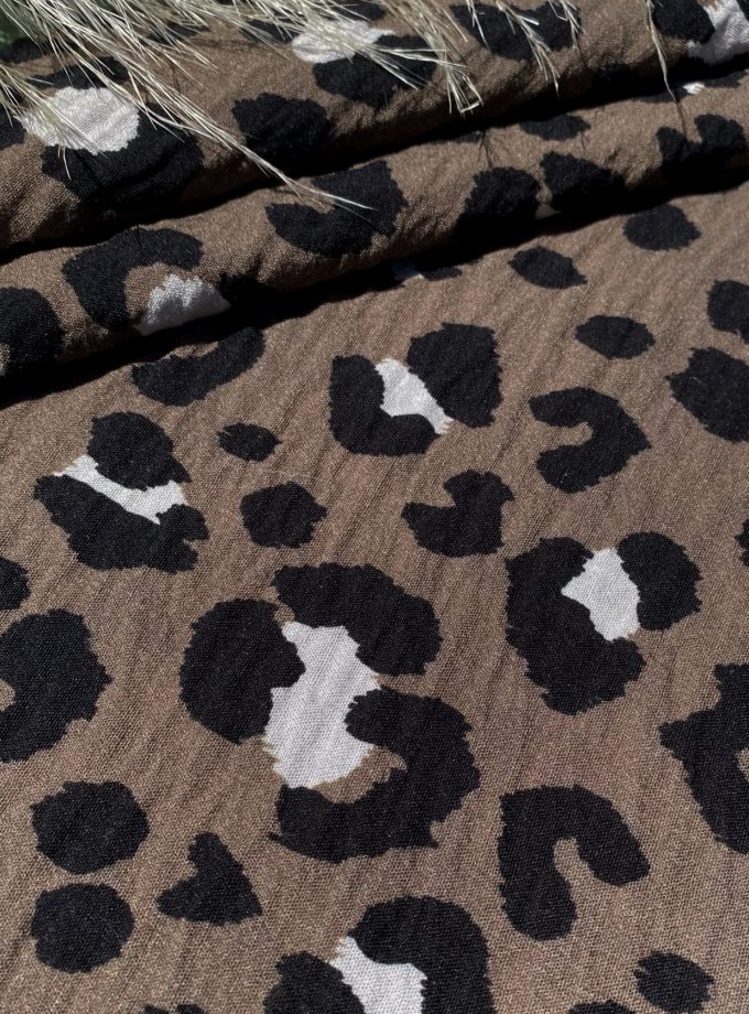 Tissu viscose flammée MARA léopard - Imprimé en France