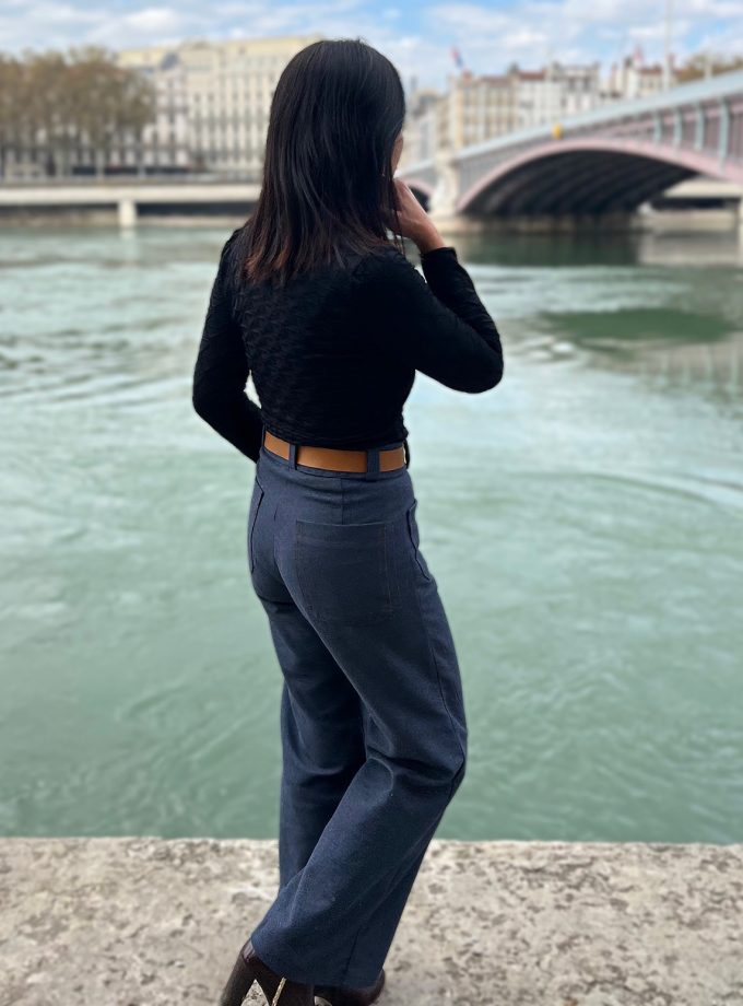 Tissu denim sergé bleu indigo - Tissé en France