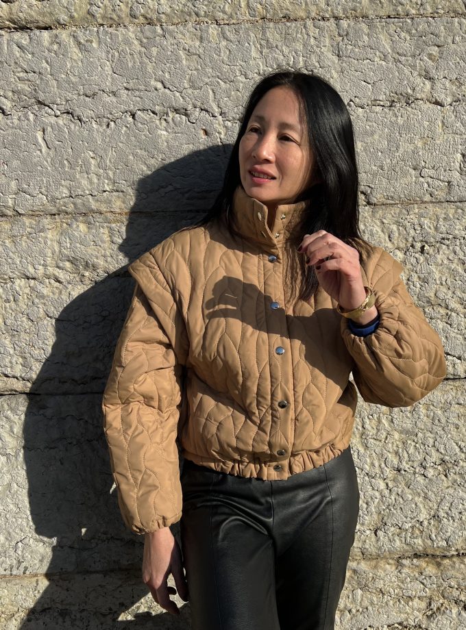 Tissu matelassé réversible - Beige