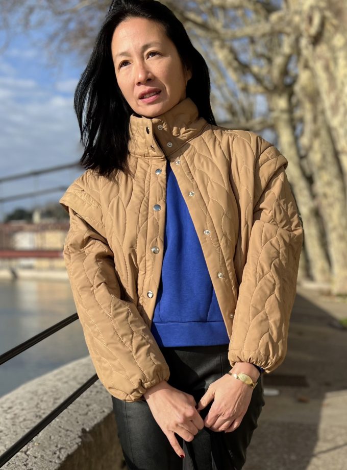 Tissu matelassé réversible - Beige