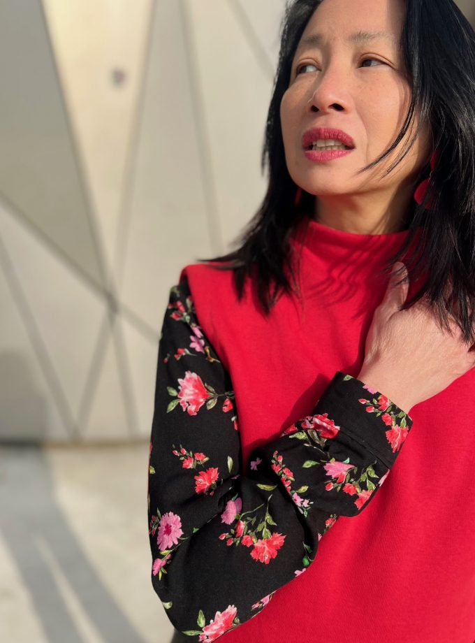 Tissu molleton sweat - Rouge