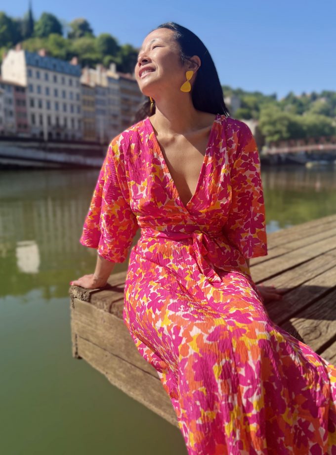 RIVIERA satin-textured viscose fabric - Printed in France