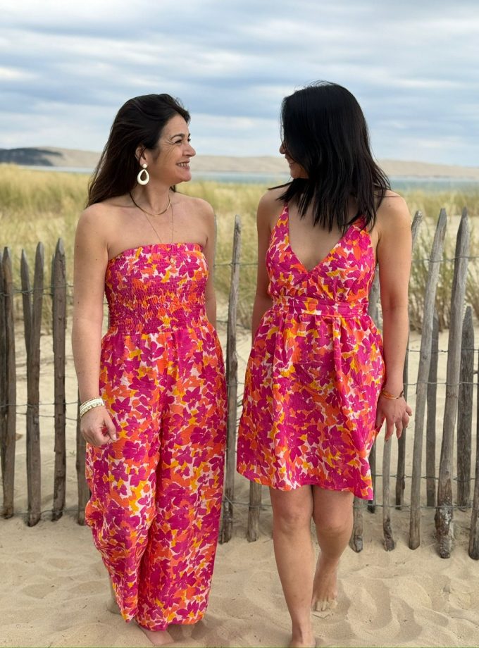 RIVIERA satin-textured viscose fabric - Printed in France