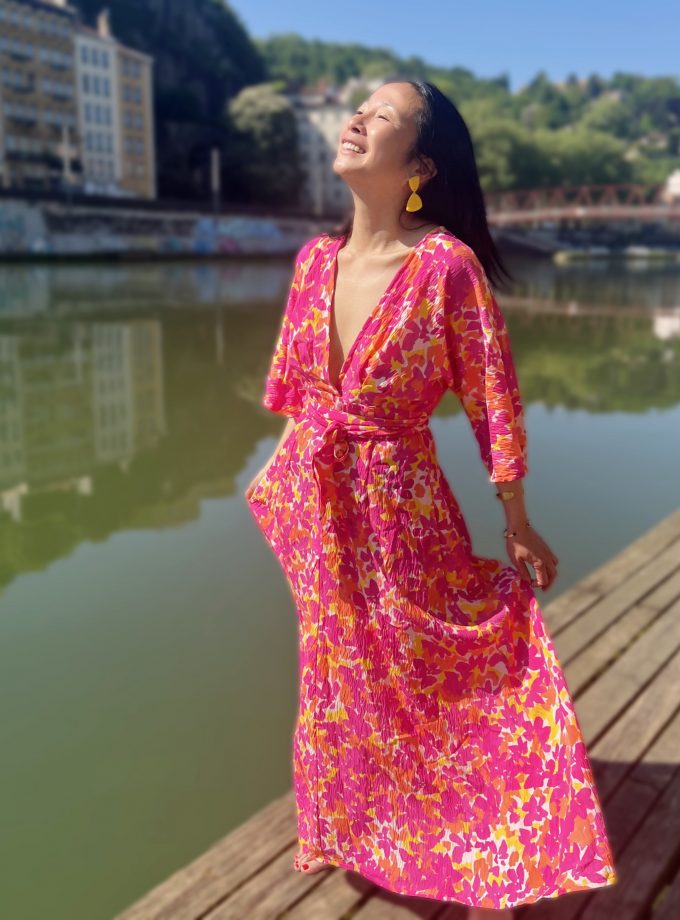 RIVIERA satin-textured viscose fabric - Printed in France