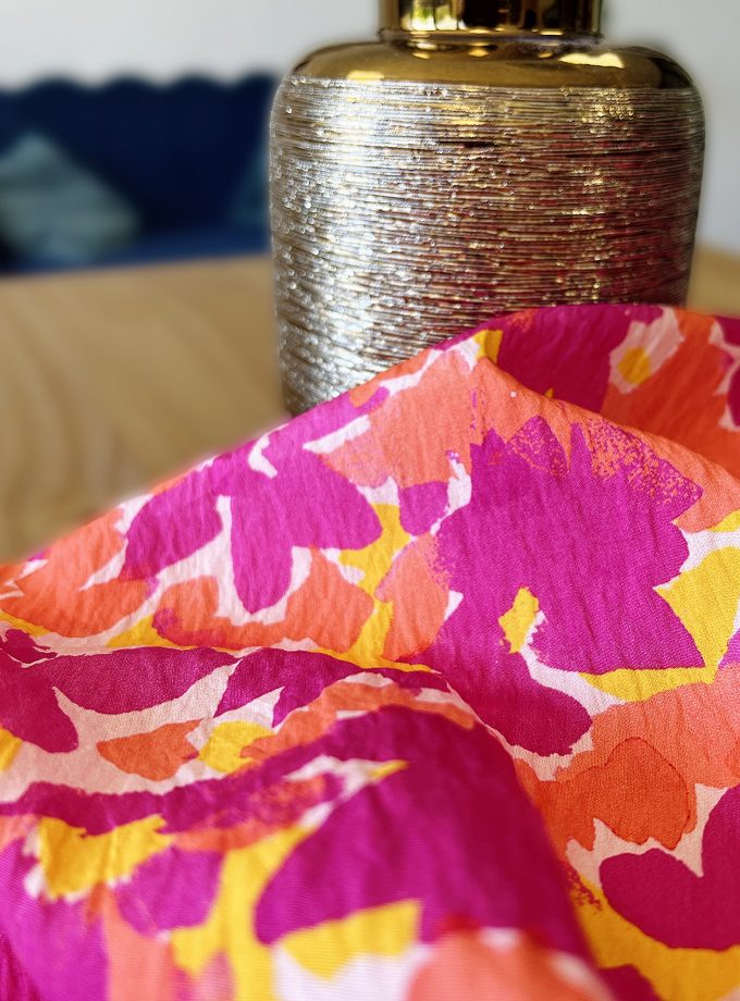 RIVIERA satin-textured viscose fabric - Printed in France