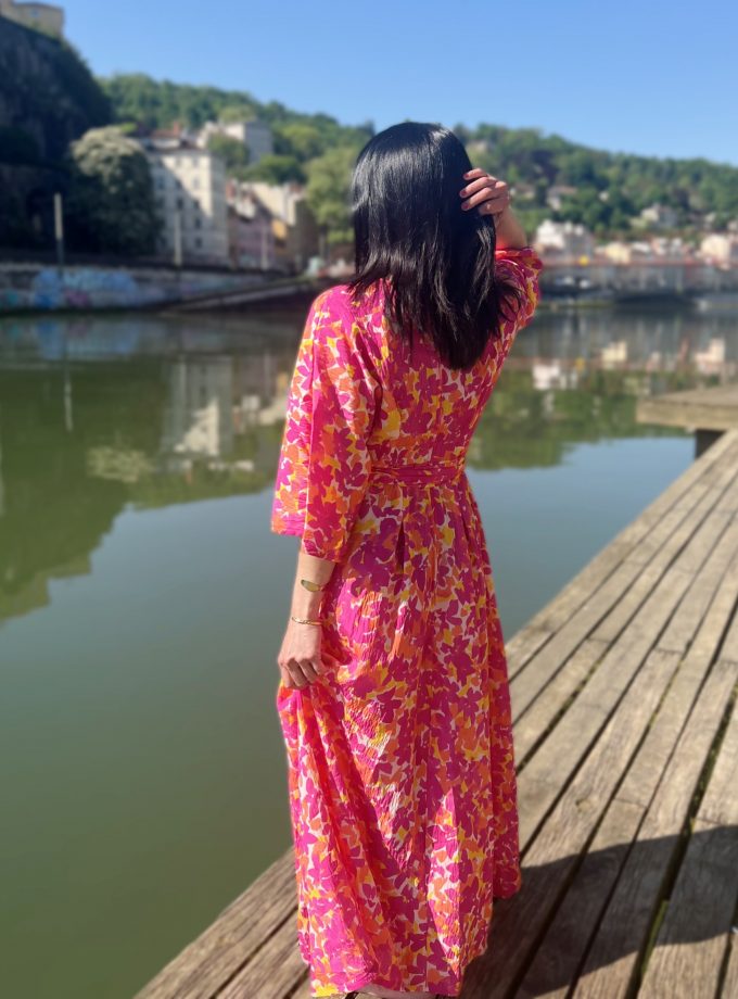 RIVIERA satin-textured viscose fabric - Printed in France