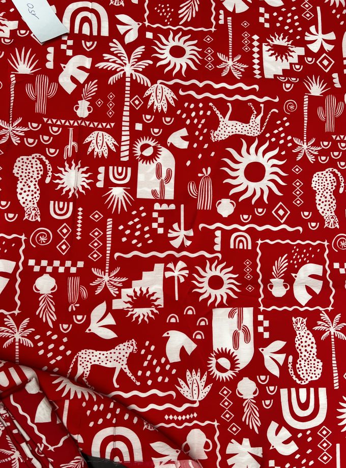 Coupon Red animals 1,5m - Imprimé en France