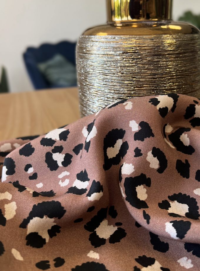 Tissu popeline viscose Mocha léopard - Imprimé en France
