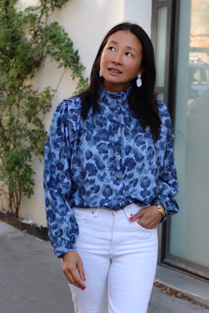 Tissu viscose flammé effet denim Léopard - Imprimé en France