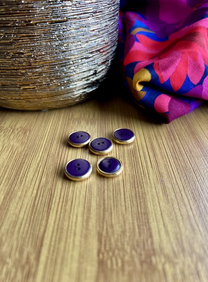 Boutons "Polyester teint" (12 mm) - Fabriqué en France - aubergine