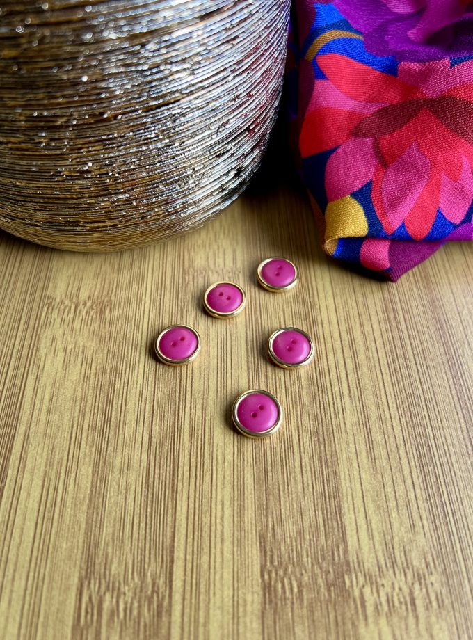 Boutons "Polyester teint" (12 mm) - Fabriqué en France - fuschia