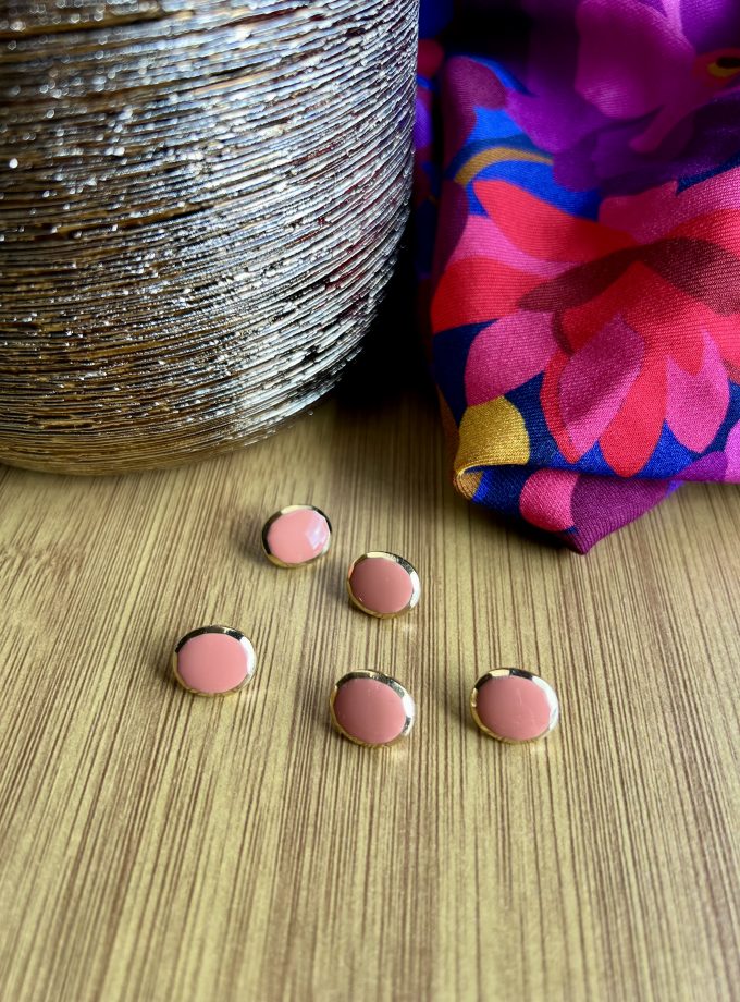 Bouton "Zamak et émail à chaud Opaque" (12 mm)  - Fabriqué en France - rose pale