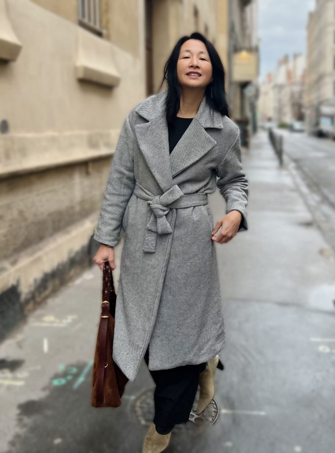 Tissu sergé laine rayures noir et blanc