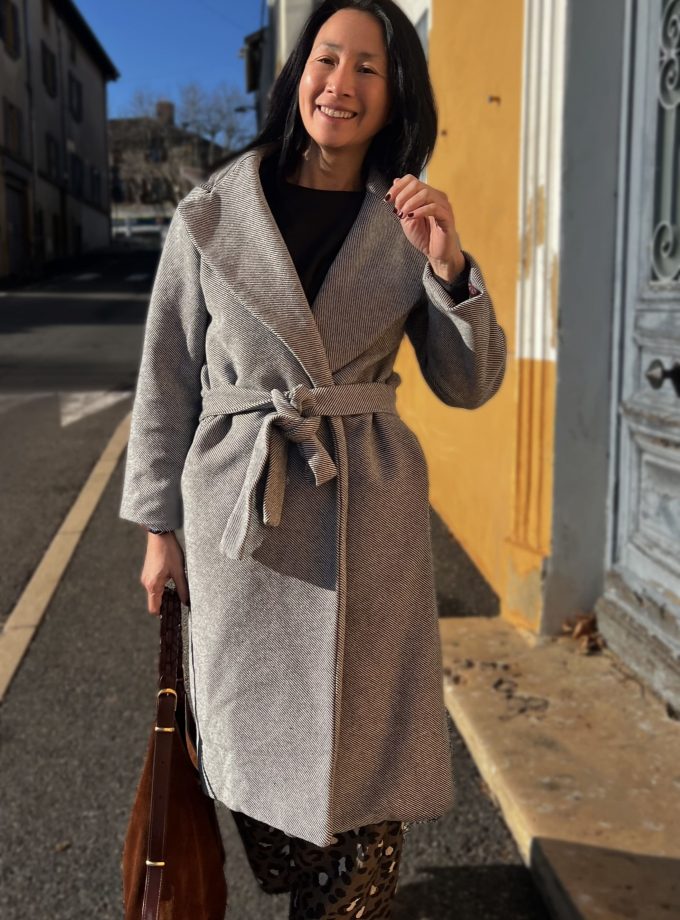 Tissu sergé laine rayures noir et blanc