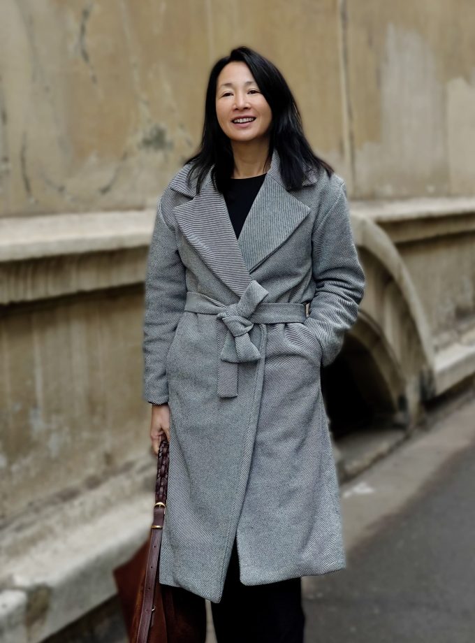 Tissu sergé laine rayures noir et blanc