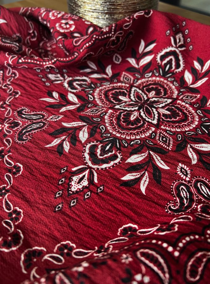Tissu bandana viscose flammée Scarlett - Imprimé en France