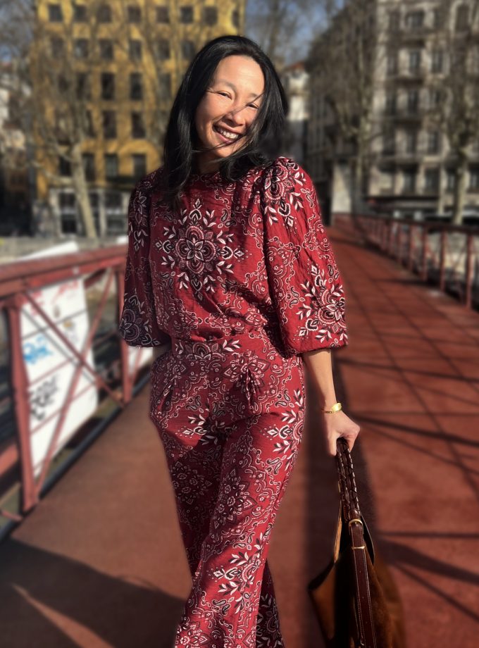 Tissu bandana viscose flammée Scarlett - Imprimé en France