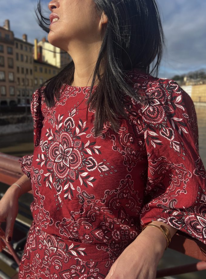 Tissu bandana viscose flammée Scarlett - Imprimé en France