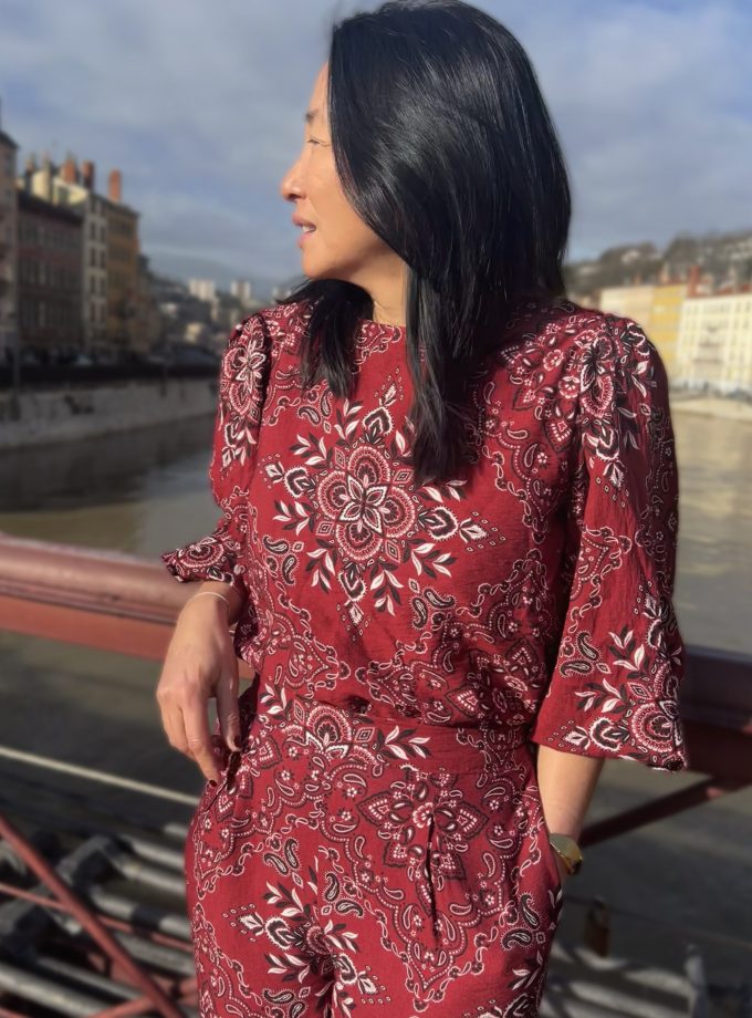 Tissu bandana viscose flammée Scarlett - Imprimé en France