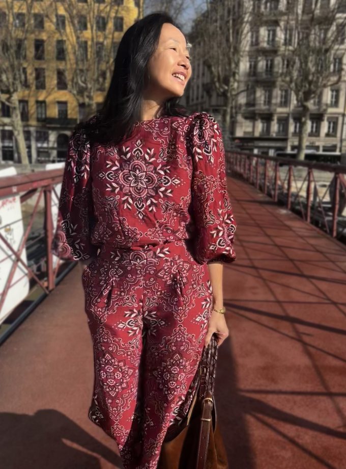 Tissu bandana viscose flammée Scarlett - Imprimé en France