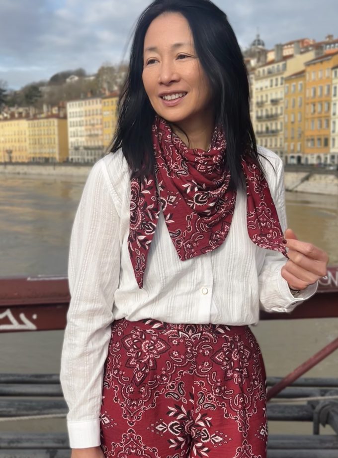 Tissu bandana viscose flammée Scarlett - Imprimé en France