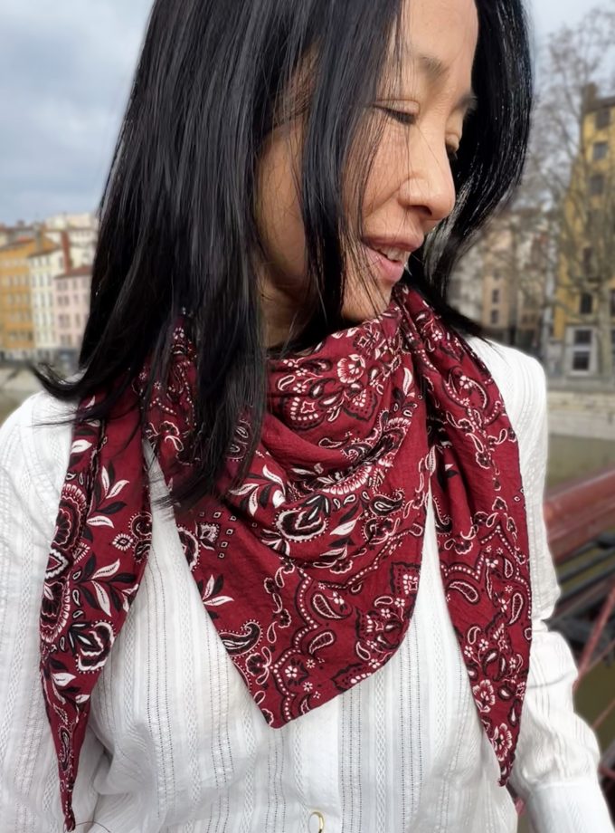 Tissu bandana viscose flammée Scarlett - Imprimé en France