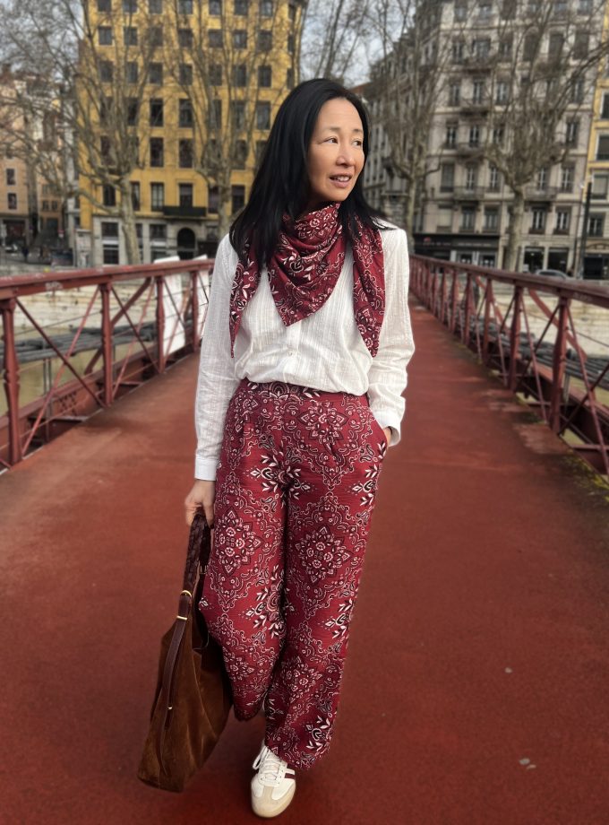 Tissu bandana viscose flammée Scarlett - Imprimé en France