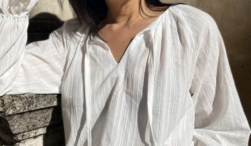 Patron couture blouse Ella by Clématisse pattern + tissu broderie Iris 100% coton