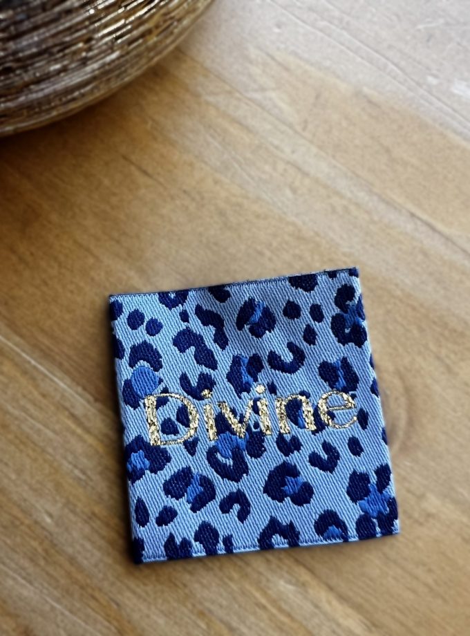 Etiquette à coudre Divine Léopard Blue - Tissée en France