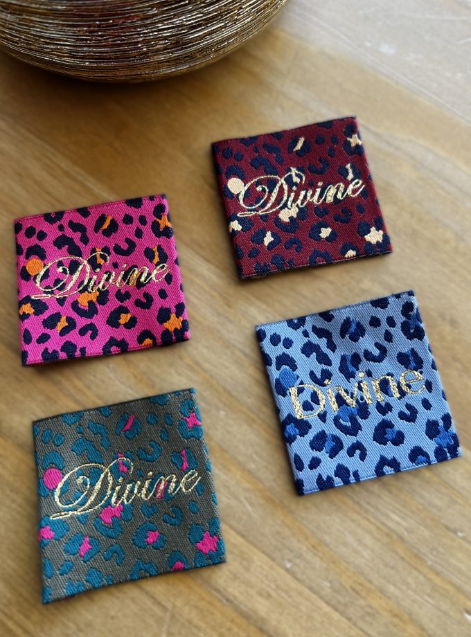 Collection Divine Léopard | Lot 4 étiquettes à coudre tissées en France