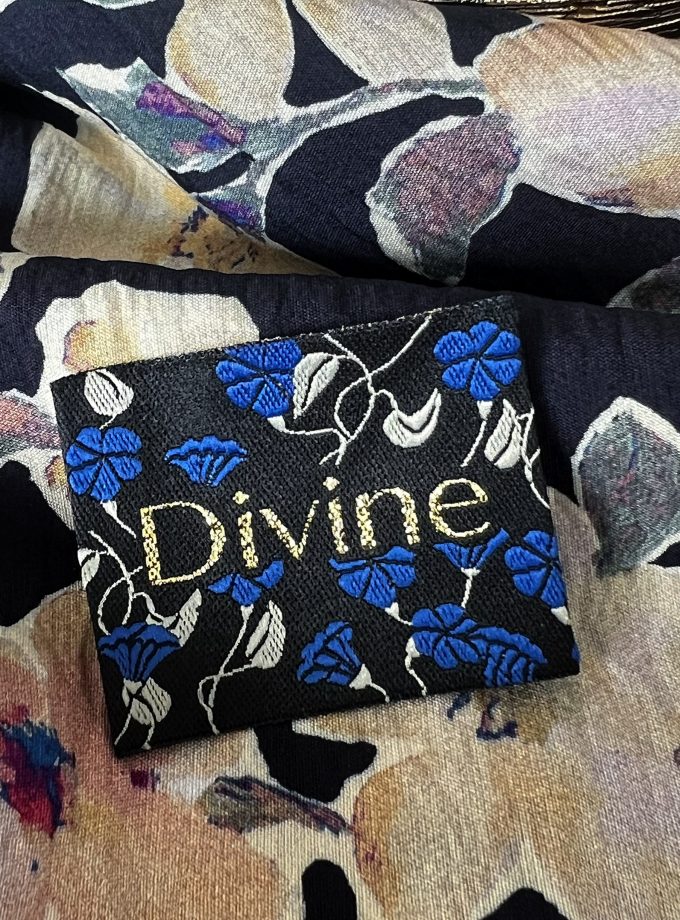 Etiquette à coudre Divine Bleuets - Tissée en France