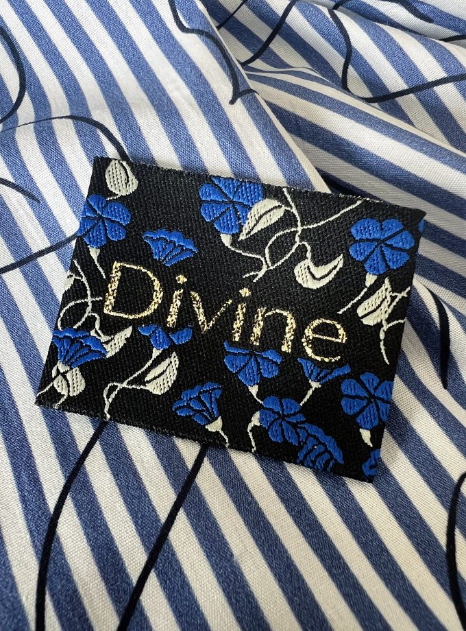 Etiquette à coudre Divine Bleuets - Tissée en France