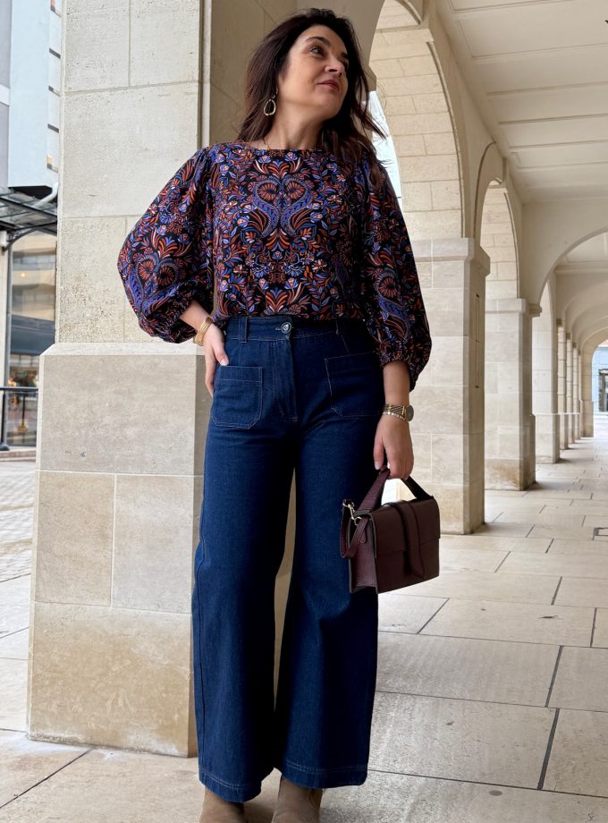 Patron couture blouse Dahlia Clématisse pattern + Tissu crêpe viscose Olivia