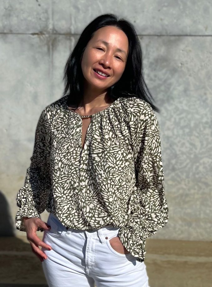 Patron couture blouse robe Ella by Clématisse pattern + tissu crêpe viscose Butterfly