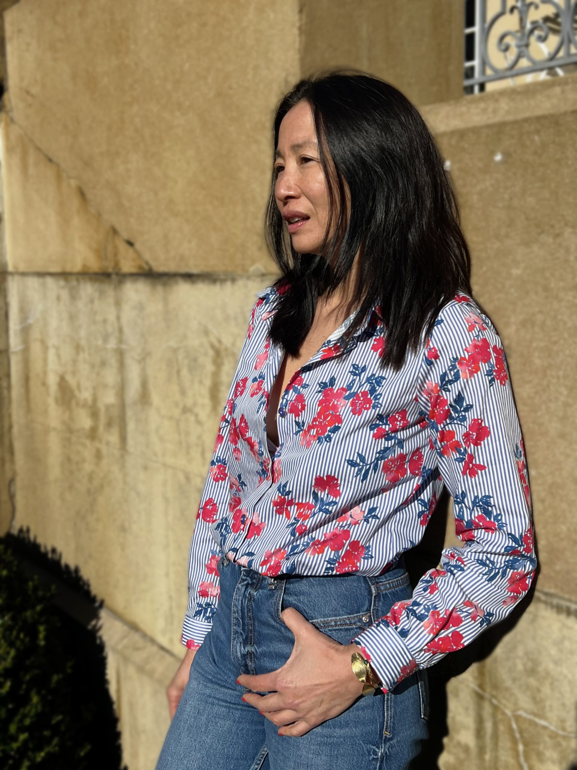 Patron couture chemise Jane Clematisse pattern + tissu coton rayures Siena – Image 2