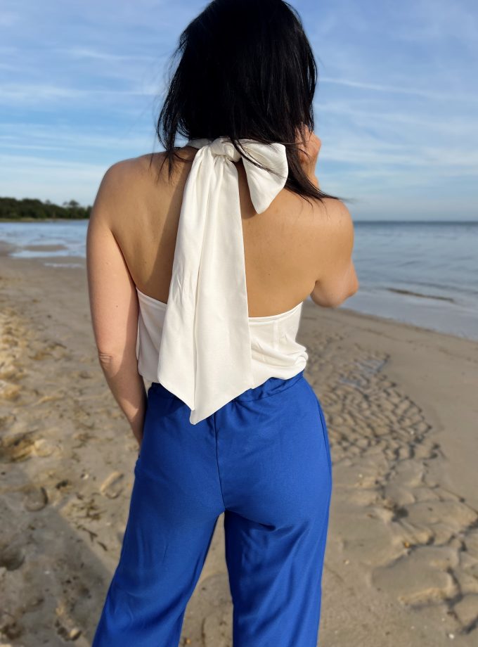 Patron couture top paréo by Clématisse pattern + tissu crêpe viscose Blanc ivoire