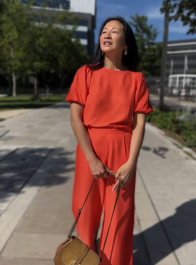 Patron couture blouse Anais + tissu crêpe viscose Tangerine