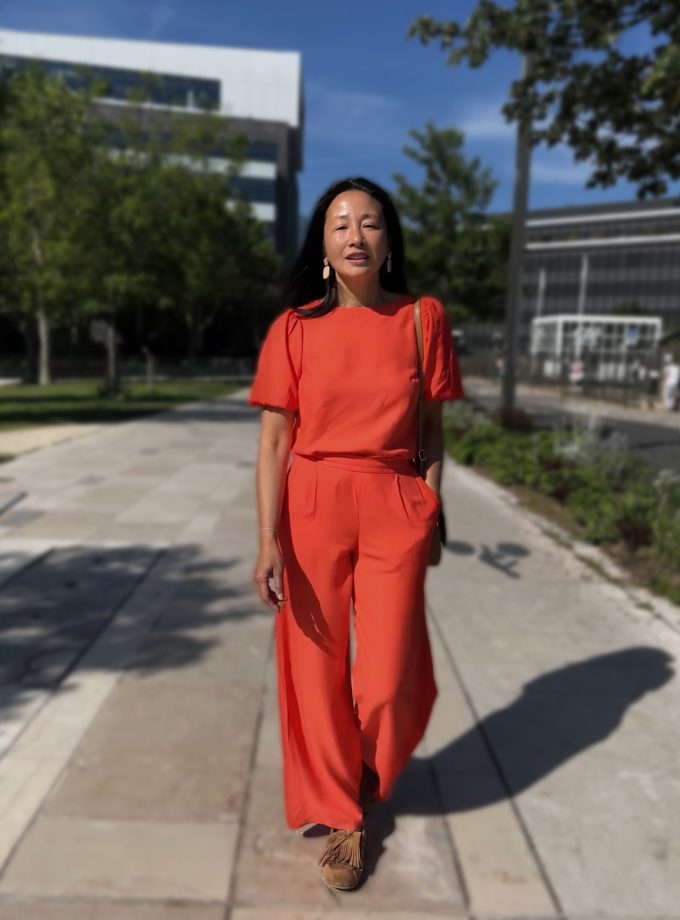 Patron couture blouse Anais + tissu crêpe viscose Tangerine