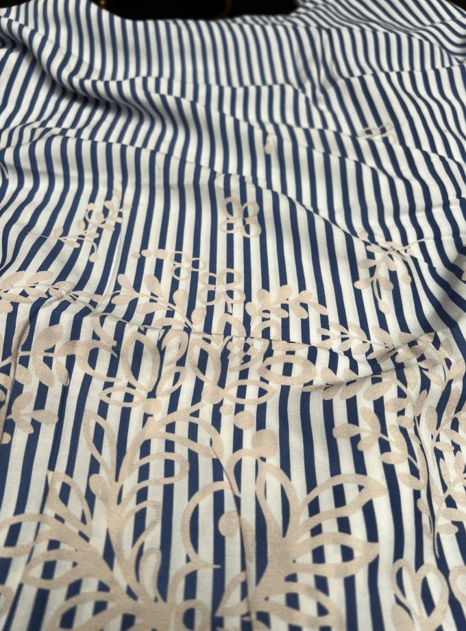 Coupon Rayures 2,7 m popeline viscose - Imprimé en France