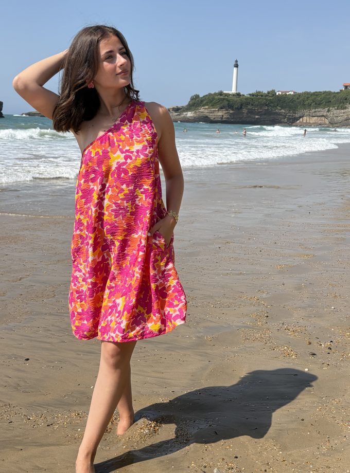Patron couture Robe Charline Clematisse pattern + tissu texturé satiné Riviera