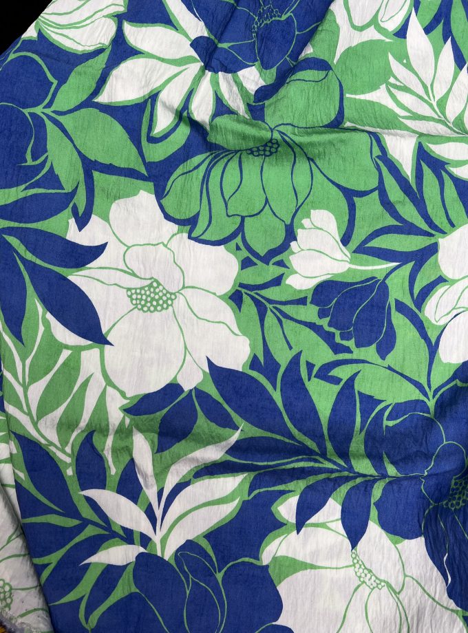 Coupon Fleurs xxl Blue et Green 1m - Imprimé en France
