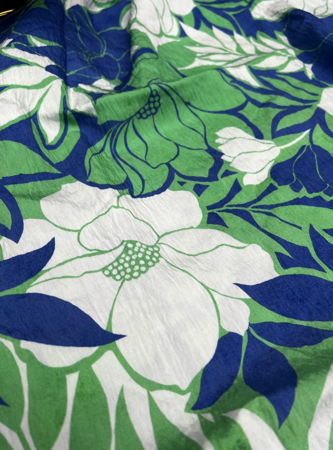 Coupon Fleurs xxl Blue et Green 1m - Imprimé en France