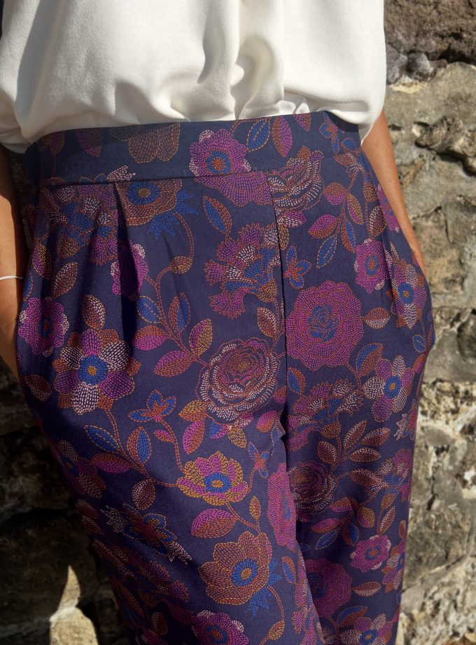 Patron couture Pantalon Taïs Clematisse pattern + tissu twill viscose Aura
