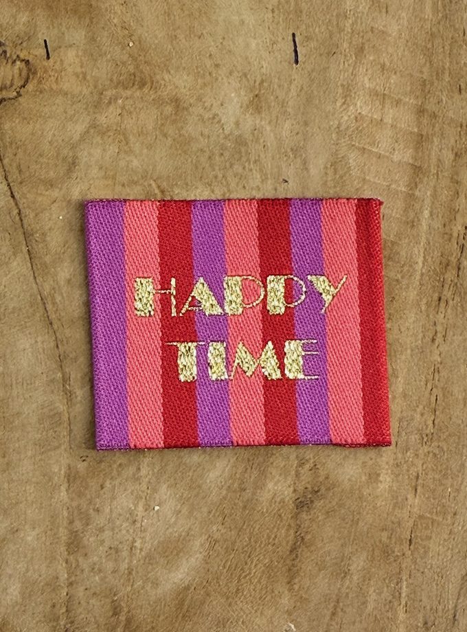 Etiquette tissée à coudre HAPPY TIME