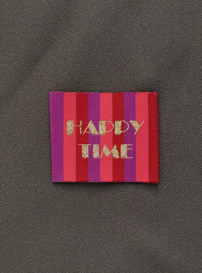Etiquette tissée à coudre HAPPY TIME